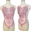 Handmade Beaded Crystal Patches Bodice Lace DIY Applique Trim Patches for Dress Clothes (M2-Pink)