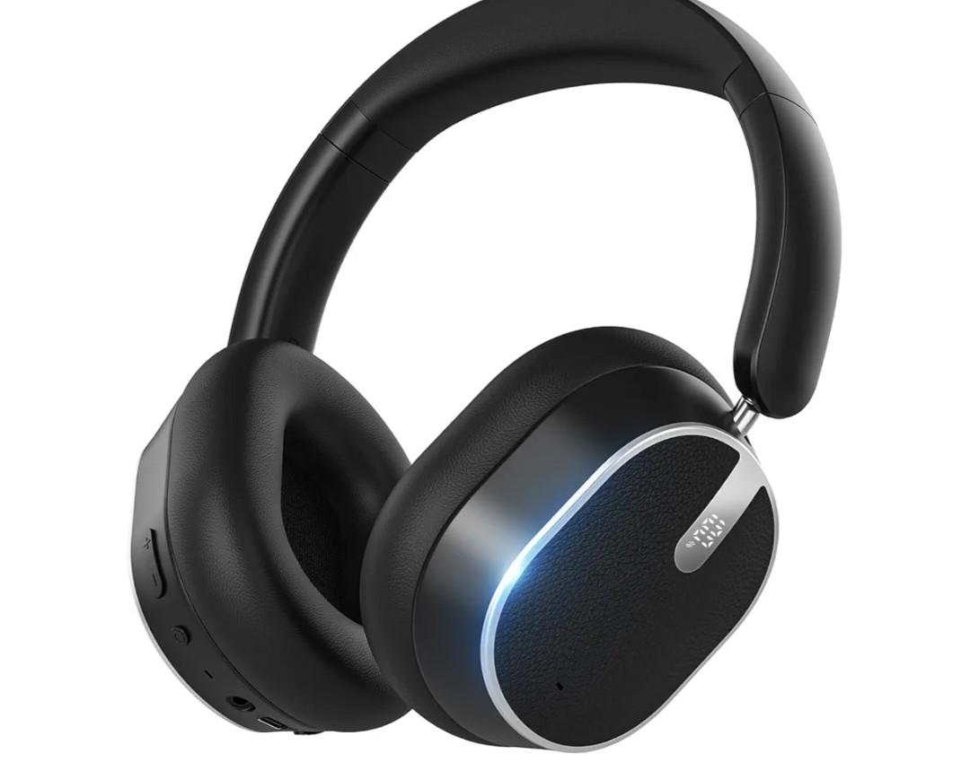 Hybrid Active Noise Cancelling Bluetooth Headphones,Bluetooth 6.0 Over Ear Wireless Headphones with 60H Playtime, Hi-Res Audio, Deep Bass, Memory Foam Ear Cups for Home Office Travel Black