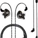 BASN Professional in Ear Monitor Headphones for Singers Drummers Musicians with MMCX Connector IEM Earphones (Pro Clear Black)