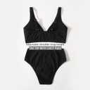 Tween Teen Girls Two Piece Bikini Swimsuit | Not See-Through Removable Chest Pads | Cute Bathing Suit Ages 6-17 (Black, XXL)