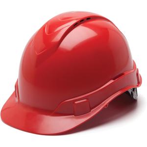 Pyramex Ridgeline Cap Style Hard Hat 4 Point Ratchet Vented Red
