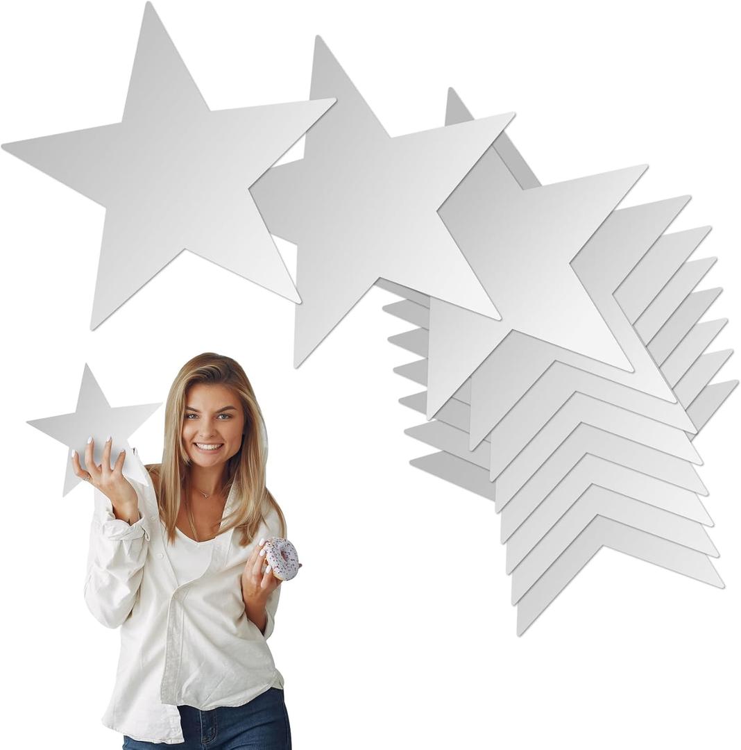 20 Pcs Silver Paper Stars, 11 Inches Double Printed Foil Star Confetti for Wedding, Party Decorations (Silver, 20)