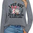 Merry Christmas Sweatshirts for Women Gnomes Santa Christmas Sweatshirt Cute Long Sleeve Pullover Top Large