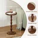 Small Round Side End Table - Solid Wood Accent Drink Table for Living Room, Modern Bedside Coffee Table Nightstand with Pedestal, Vintage Corner Couch Tables for Bedroom Small Spaces, Rustic Brown
