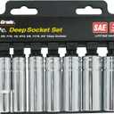 7 PC. 3/8" DR. SAE DEEP SOCKET SET W/RAIL