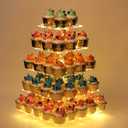 YestBuy Cupcake Stand - Premium Cupcake Holder - Acrylic Cupcake Tower Display - Cady Bar Party Dcor - 5 Tier Acrylic Display for Pastry + LED Light String - Ideal for Weddings, Birthday Parties (Yellow)