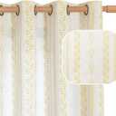 BGment Mustard Yellow Vintage Floral Linen Curtains for Farmhouse - Boho Curtains 63 Inch Long Light Filtering Window Drapes for Country Rustic Bedroom, Each 52 Inch Wide, 2 Panels Set