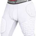 Exxact Sports Elite 5-Pad Adult Football Girdle for Men with Cup Pocket, Padded Compression Shorts with Integrated Hip, Thigh, Tailbone Pads, Men's Girdle Football (Adult 3X-Large, White)