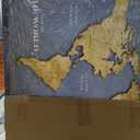KUNHAAH World Map Wall Art Canvas Print, Vintage Gold Cracked Texture Map of the World Poster, Abstract Navy Blue Ocean Geography Art for Living Room Office Decor, Large Horizontal Map Framed 24"x48"
