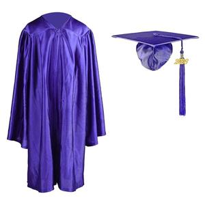 FtyFty Shiny Kindergarten Graduation Cap and Gown Set (36"(4'3"-4'5"), Purple)