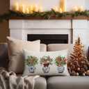 Christmas Eucalyptus Mistletoe Throw Pillow Cover, 12 x 20 Inch Chinoiserie Pillowcase Winter Holiday Cushion Case Decoration for Sofa Couch