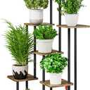 AZERPIAN Plant Stand 7 Tier Indoor Metal Flower Shelf for Multiple Plants Corner Tall Flower Holders for Patio Garden Living Room Balcony Bedroom, Black (7 Tier-Black)