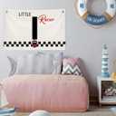 Toddler Boy Room Wall Decor,Name Sign Banner for Personalized Baby Boy Christmas Gifts,Little Racer Canvas Banner for Nursery Toddler Little Boy Bedroom Playroom,Initial I Gift,20x30 in