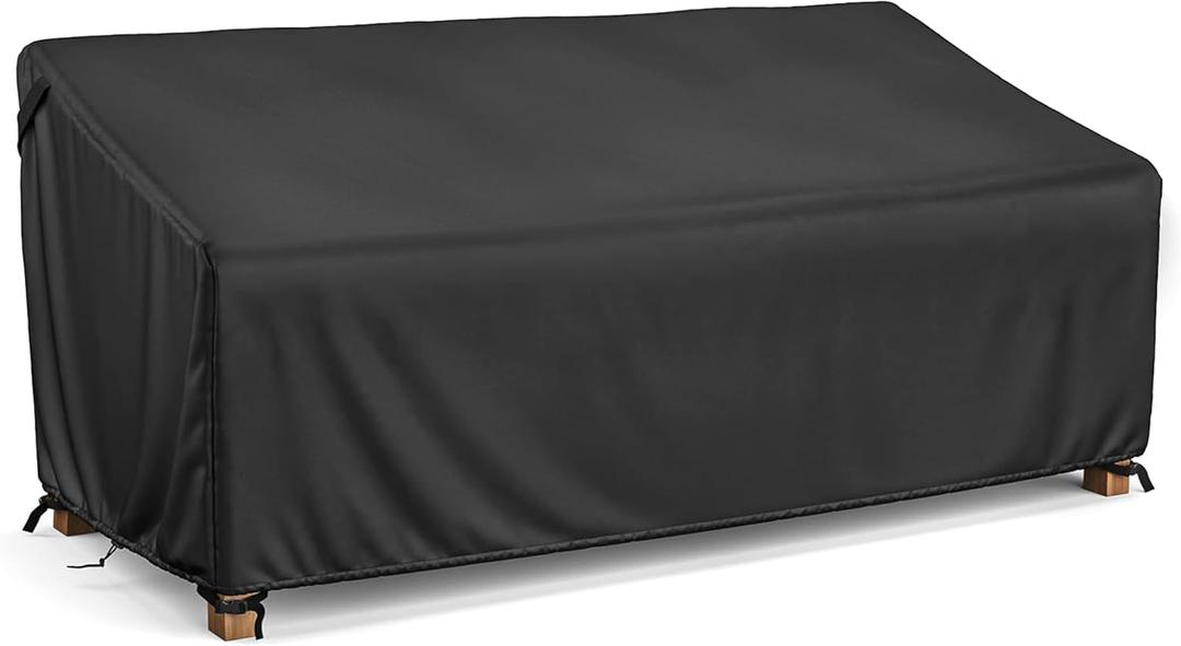Outdoor Bench Cover, 600D Heavy Duty Patio Seat Cover with Waterproof PVC Coating, Durable Outdoor Furniture Protector for Bench Sofa, 60L x 33.5W x 29.5H Inch