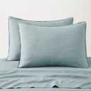 ATLINIA Linen Pillow Cases Standard Sham - 20 x 26 Inch Bed Pillow Protector Cover Set of 2 Bedding Cooling Neutral Pillowcase Shams Dusty Blue