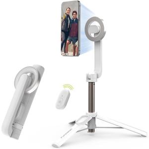 PureGear Magnetic Selfie Stick Tripod Stand with Wireless Remote, Compatible with MagSafe for iPhone 17/16/15/14/13/12 Series and Android Phones, Extendable Tripod Mount and Stand (White)