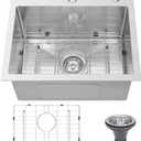 Drop In Kitchen Sink 25x22", 9" Basin Depth, 18 Gauge Stainless Steel Sink, 3D Embossed Surface Finish Top Mount with Accessories