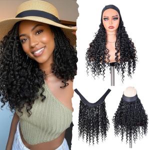 Headband Soft Box Braids, Add Loose curls in the Middle and Ends, More Fluffy and Full Boho Box Braids To Be Worn with a Hat for Women Glueless(18" 1B#)