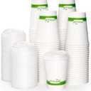 ECOLipak 100 Count 12 oz Compostable Paper Coffee Cups, Biodegradable Disposable Coffee Cups with CPLA Lid, Eco-friendly Hot Drinking Cups for Party, Picnic, Travel, and Events