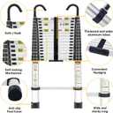 RIKADE Telescopic Ladder, 20.34FT Aluminum Telescoping Ladder with Stable Hook and Non-Slip Feet, Portable Extension Ladder for Household and Outdoor Working, Max Load 330lbs, Aluminum