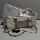 Portable Dog Car Seat for Small Dogs - Pet Booster Seat with Safety Leash, Adjustable Straps, Washable Cushion & Storage Pocket - Center Console Puppy Car Seat for Travel - Beige