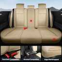 AOOG Car Seat Covers Full Set, Leather Seat Covers for Car, Waterproof Car Seat Protector with Lumbar Support, Automotive Seat Covers Universal Fit for Most Cars SUV Trucks (Full Set, Beige)