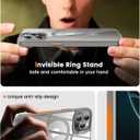 360 Rotatable Magnetic Stand for iPhone 16 pro Case Compatible with Magnetic 16FT Military Drop Protection, Anti-Scratch/Fingerprint Shockproof iPhone 16 pro Phone Case(Clear-Grey)