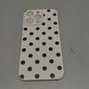 Skyseaco Compatible with iPhone 15 Pro Max Case Cute Polka Dot Phone Case Soft TPU Shockproof Phone Cover Full Camera Lens Protection for Women Girls - White