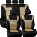 FH Group Car Seat Covers 3D Air Mesh - Universal Fit, Low Back Seat Cover, Airbag Compatible, Split Bench Rear Seat, Washable Seat Cover for SUV and Sedan, Full Set Beige