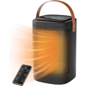 Space Heater for Indoor Use, 1500W PTC Ceramic Heaters with Remote, 70 Oscillation, 1-12H Timer, Electric Heaters with Thermostat, Overheat Protection, Safe Portable Heater for Home, Office, Bedroom (Black/Orange)