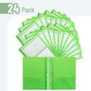 Mr. Pen- Plastic Folders with Pockets and Prongs, 24 Pack, Letter Size | Green, Flexible Plastic Folders with Prongs, Clear Front Pocket and Card Slot