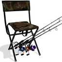 LEADALLWAY Folding Fishing Chair with Rod Holder,Camouflage
