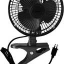 JOEY'Z 6 INCH - 2 Speed - Adjustable Tilt, Whisper Quiet Operation Clip-On-Fan - Black