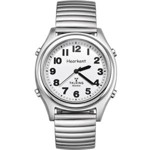Atomic American English Talking Watch Speaks Clear and Loud Time, Date and Alarm time Stretch Band is Best Gift for Senior,Visually impaired, or Blind People (silver) Atomic American English Talking Watch Speaks Clear and Loud Time, Date and Alarm time Stretch Band is Best Gift for Senior,Visually impaired, or Blind People (silver)