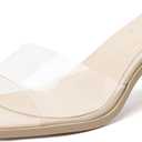 vivianly Women's Low Block Heels Sandal Square Open Toe Chunky High Heels Slip on Heeled Sandals Mules Slide for Party Wedding Dress Shoes