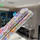 2 x Compatible with iPhone 13 Pro Case for Women, Cute Curly Wave Frame Shape, Colorful Retro Oil Painting Flower Laser Beam Glossy Pattern, Compatible with iPhone 13 Pro, Moon