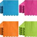 Yeaqee 100 Pcs Neon Colored Scalloped Napkins Paper Cocktail Napkins 2 Ply Bright Beverage Paper Napkins Disposable Colored Napkins for Fiesta, Birthday Parties (Assorted Color)