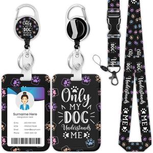 Only My Dog Understand Me Dog Lover Lanyard for ID Badge Holder, Retractable Reel Clip Heavy Duty ID Card Holder with Lanyard for Nurse Teacher Office Women Men