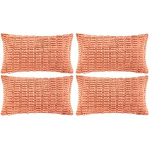 Fancy Homi 4 Packs Boho Black Decorative Throw Pillow Covers 12x24 Inch for Living Room Couch Bed Sofa, Rustic Modern Farmhouse Home Decor, Soft Plush Corduroy Cute Square Cushion Case 30x60 cm