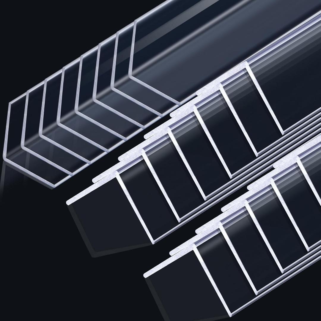 Sasylvia 20 Pcs Wall Corner Protector Guards, Vinyl 1-1/8 x 48 Inches Corner Trim Molding, Avoid Scratching Scuffs, Ease Install and Cleaning for Door Countertop Furniture Cabinet Protection, Clear