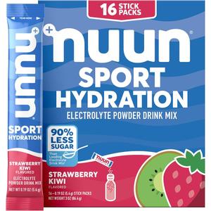 Nuun Sport Electrolyte Powder Packets, Strawberry Kiwi Flavor, 16 Servings with Magnesium, Calcium, Potassium, Chloride, and Sodium, Hydration Packets for On-the-Go, Gluten Free & Vegan (EXP 09/01/27)