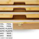 3-in-1 Premium Bamboo Aluminum Foil & Plastic Wrap Dispenser | Kitchen Organizer with Cutter | Great for Foil, Wax Paper, Plastic Wrap & More