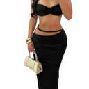 SHINFY Womens Summer Two Piece Maxi Skirt Sets Sexy Corset Top Ruched Long Skirt Beach Dress 2 Piece Club Outfits S