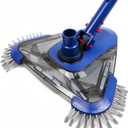 Poolvio Triangular Pool Vacuum Head with Side Brush, Swivel Hose Connection, EZ Clip Handle - Connect 1-1/4", 1-1/2" Hose for Inground and Above Ground Swmming Pools