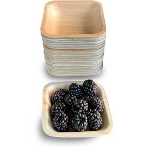 Raj Disposable Palm Leaf Bowls (25 Count, 4" Square Bowls) Strong Bowl Like Bamboo Party Bowl - Decorative Compostable Tableware for Lunch, Dinner, Birthday, Outdoor, BBQ, Picnic.