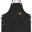 Mignongirl Chef Apron-Cross Back Apron for Men Women with Adjustable Straps and Large Pockets,Canvas,M-XXL,Black