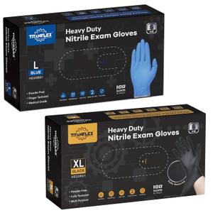 TitanFlex Nitrile Exam Gloves, Blue, 6mil, Large, Box of 100, Heavy Duty Nitrile Gloves Disposable Latex Free, Powder Free, Medical Gloves, Cooking Gloves, Mechanic Gloves, Cleaning Gloves