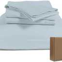 BIOWEAVES 100% Organic Cotton Sheets, 300 Thread Count 4-Piece GOTS Certified Bed Sheet Set Fits Mattress Upto 17" Deep Pocket, Soft & Silky Sateen Weave (King, Shore)