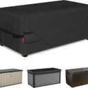 Porch Shield Patio Deck Box Storage Cover - 600D Outdoor Waterproof Cover for 150-230 Gallon Box Tear Resistant Rectangular Fire Pit Table Covers 62 x 29 x 28inch Black