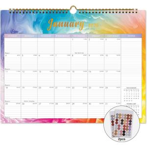 Lbylyhxc 2026 Calendar -12 Monthly Wall Calendar 2026 from Jan 2026 to Dec 2026, 14.8 x 11.5 Inches.Thick Paper with Julian Dates Large Wall calendar 2026 for New Year Presents (Rainbow Colors)